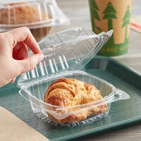 Durable Packaging PXT-600 6 x 6 x 3 Clear Hinged Lid Plastic Container -  125/Pack