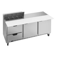 Beverage-Air SPED72HC-08C-2 72" 2 Door 2 Drawer Cutting Top Refrigerated Sandwich Prep Table with 17" Wide Cutting Board