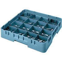 Cambro 16S318414 Camrack 3 5/8 inch High Customizable Teal 16 Compartment Glass Rack