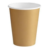 Creative Converting 56103B 9 oz. Glittering Gold Poly Paper Hot / Cold Cup - 24/Pack