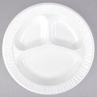 Dart 10CPWCR Concorde 10 1/4" 3 Compartment White Non-Laminated Round Foam Plate - 500/Case