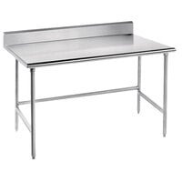 Advance Tabco TKSS-363 36" x 36" 14 Gauge Open Base Stainless Steel Commercial Work Table with 5" Backsplash