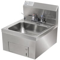 Advance Tabco 7-PS-65 Wall Mounted Hand Sink with Undermount Paper Towel Dispenser - 17 1/4" x 17 1/4"