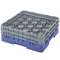 Cambro 20S638168 Camrack 6 7/8 inch High Customizable Blue 20 Compartment Glass Rack