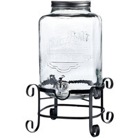 The Jay Companies 210263-GB 3 Gallon Style Setter Main Street Glass Beverage Dispenser with Metal Stand