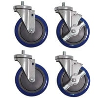 Advance Tabco TA-255P 5" Enclosed Base Table Swivel Stem Casters - 4/Set