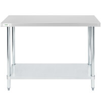 Regency 18 inch x 48 inch 18-Gauge 304 Stainless Steel Commercial Work Table with Galvanized Legs and Undershelf