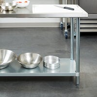Regency 18 inch x 60 inch 18-Gauge 304 Stainless Steel Commercial Work Table with Galvanized Legs and Undershelf