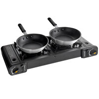 Choice Portable 5-Piece Cooking Kit with Butane Double Burner Range & 2 Pans - 16,000 BTU