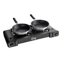 Choice Portable 5-Piece Cooking Kit with Butane Double Burner Range & 2 Pans - 16,000 BTU