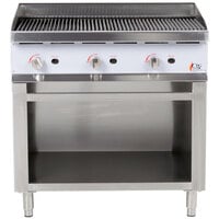 Cooking Performance Group 36CBLSBNL 36 inch Gas Lava Briquette Charbroiler with Cabinet Base - 120,000 BTU