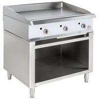 Cooking Performance Group 36GTSBNL 36" Gas Griddle with Flame Failure Protection, Thermostatic Controls, and Cabinet Base - 90,000 BTU