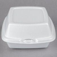 Dart 60HT1 6" x 6" x 3" White Foam Hinged Lid Container - 125/Pack