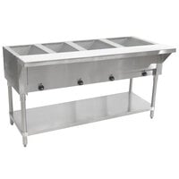 Advance Tabco SW-4E-240-T Four Pan Electric Hot Food Table with Thermostatic Control and Undershelf - Sealed Well, 240V