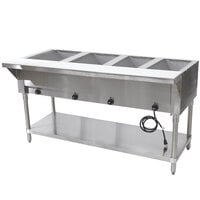 Advance Tabco SW-4E-240-T Four Pan Electric Hot Food Table with Thermostatic Control and Undershelf - Sealed Well, 240V