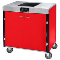 Lakeside 2065RD Creation Express Mobile Cooking Cart with 1 Induction Burner, 1 Filtration Unit, and Red Laminate Finish - 22 inch x 34 inch x 40 1/2 inch