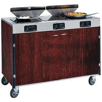 Lakeside 2085RM Creation Express Mobile Cooking Cart with 3 Induction Burners, 2 Filtration Units, and Red Maple Laminate Finish - 22 inch x 48 inch x 40 1/2 inch