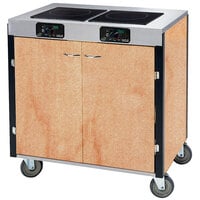 Lakeside 2070HRM Creation Express Mobile Cooking Cart with 2 Induction Burners, No Exhaust Filtration, and Hard Rock Maple Laminate Finish - 22 inch x 34 inch x 35 1/2 inch