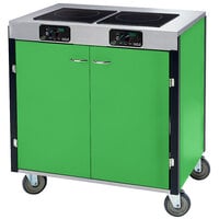 Lakeside 2075G Creation Express Mobile Cooking Cart with 2 Induction Burners, 1 Filtration Unit, and Green Laminate Finish - 22 inch x 34 inch x 40 1/2 inch