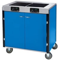 Lakeside 2070BL Creation Express Mobile Cooking Cart with 2 Induction Burners, No Exhaust Filtration, and Royal Blue Laminate Finish - 22 inch x 34 inch x 35 1/2 inch