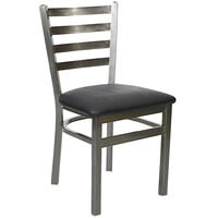 BFM Seating Lima Steel Side Chair with 2" Black Vinyl Seat and Clear Coat Frame