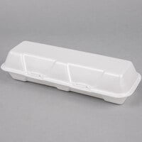 Genpak 26600 13" x 4 1/2" x 3" White Extra Large Hinged Lid Foam Hoagie / Sub Container - 100/Pack
