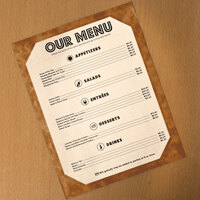 8 1/2 inch x 11 inch Brown Menu Paper - Angled Marble Border - 100/Pack