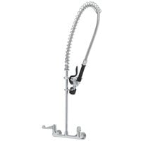 Equip by T&S 5PR-8W00-C Wall Mounted 31 1/2 inch High Pre-Rinse Faucet with 8 inch Adjustable Centers, Low Flow Spray Valve, 44 inch Hose, and 6 inch Wall Bracket