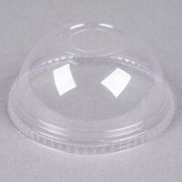 Fabri-Kal DLGC16/24 Greenware Compostable Clear Plastic Dome Lid with 1 inch Hole - 100/Pack