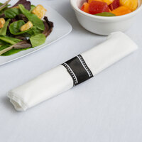 Silver Visions 17 inch x 17 inch Pre-Rolled Linen-Feel White Napkin and Silver Heavy Weight Plastic Cutlery Set - 100/Case