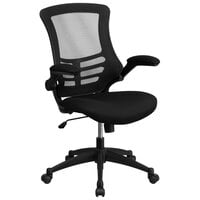 Flash Furniture BL-X-5M-BK-GG Mid-Back Black Mesh Office Chair with Flip-Up Arms and Nylon Base