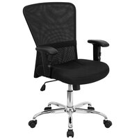 Flash Furniture GO-5307B-GG Mid-Back Black Mesh Office / Computer Chair with Adjustable T-Arms and Chrome Base