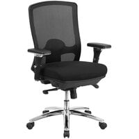 Flash Furniture LQ-2-BK-GG Mid-Back Black Mesh Intensive-Use Multi-Functional Swivel Office Chair with Ventilated Back and 3-D Adjustable Pivot Arms