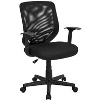 Flash Furniture LF-W-95A-BK-GG Mid-Back Black Mesh Office Chair with Mesh Fabric Seat and Nylon Base