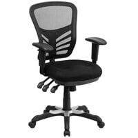 Flash Furniture HL-0001-GG Mid-Back Black Mesh Office Chair with Triple Paddle Control and Infinite-Locking Back Angle