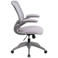 Flash Furniture BL-ZP-8805-GY-GG Mid-Back Gray Mesh Office Chair / Task Chair with Flip-Up Arms and Nylon Base