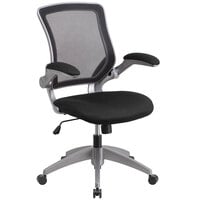 Flash Furniture BL-ZP-8805-BK-GG Mid-Back Black Mesh Office Chair / Task Chair with Flip-Up Arms and Nylon Base