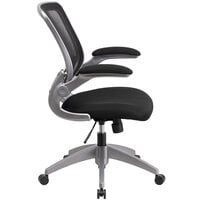 Flash Furniture BL-ZP-8805-BK-GG Mid-Back Black Mesh Office Chair / Task Chair with Flip-Up Arms and Nylon Base