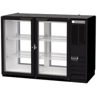 Beverage-Air BB48HC-1-G-PT-B 48" Black Underbar Height Glass Door Pass-Through Back Bar Refrigerator