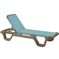 Grosfillex 99414550 / US414550 Marina Bronze Mist / Spa Blue Stacking Adjustable Resin Sling Chaise - Pack of 2