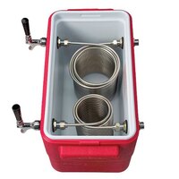 Micro Matic CB282R-5070 Red 2 Faucet 28 Qt. Insulated Jockey Box with 50 and 70 ft. Coils
