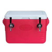 Micro Matic CB282R-5070 Red 2 Faucet 28 Qt. Insulated Jockey Box with 50 and 70 ft. Coils