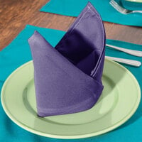Intedge Purple 100% Polyester Cloth Napkins, 18 inch x 18 inch - 12/Pack