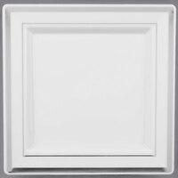 Fineline Silver Splendor 5507-WH 7 1/4" White Plastic Square Plate with Silver Bands - 10/Pack