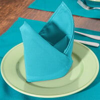 Intedge Teal 100% Polyester Cloth Napkins, 20 inch x 20 inch - 12/Pack