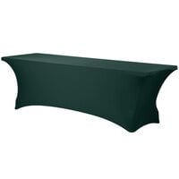 Snap Drape CN420CV30830543 Contour Cover 96 inch x 30 inch Hunter Green Spandex Table Cover