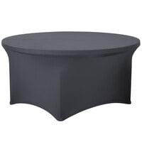 Snap Drape CN420R6030512 Contour Cover 60" Round Charcoal Spandex Table Cover
