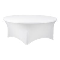Snap Drape CN420R7230010 Contour Cover 72" Round White Spandex Table Cover