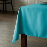 Intedge 64 inch x 64 inch Square Teal 100% Polyester Hemmed Cloth Table Cover