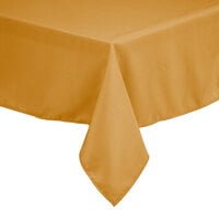 Intedge 64" x 110" Rectangular Gold 100% Polyester Hemmed Cloth Table Cover
